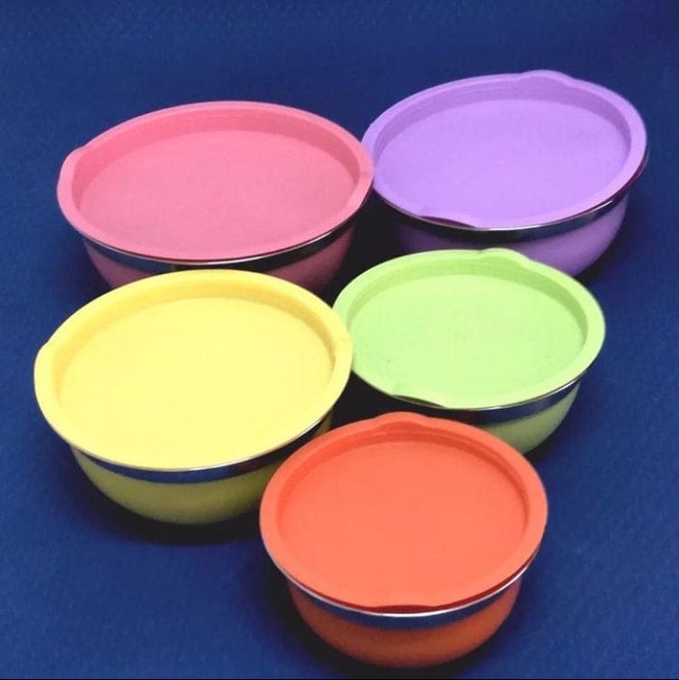 Set Of 5 Colorful Stainless Steel Bowl With Lids, Salad Mixing Bowl Set, Food Cooking Bowl Set, Stackable Nesting Mixing Bowls with Airtight Lids, Kitchen Washing Storage Container, Steel Lunch Box Set Of 5 Colorful Stainless Steel Bowl With Lids, Salad Mixing Bowl Set, Food Cooking Bowl Set, Stackable Nesting Mixing Bowls with Airtight Lids, Kitchen Washing Storage Container, Steel Lunch Box